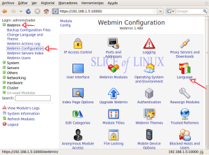 Accedemos a la configuración de Webmin